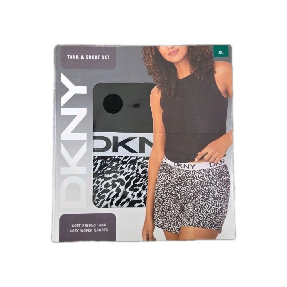 DKNY Women's Tank‎ Short Set, Black, Size XL